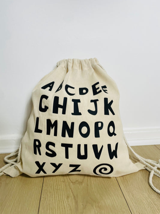 Alphabet Drawstring Toy Bag